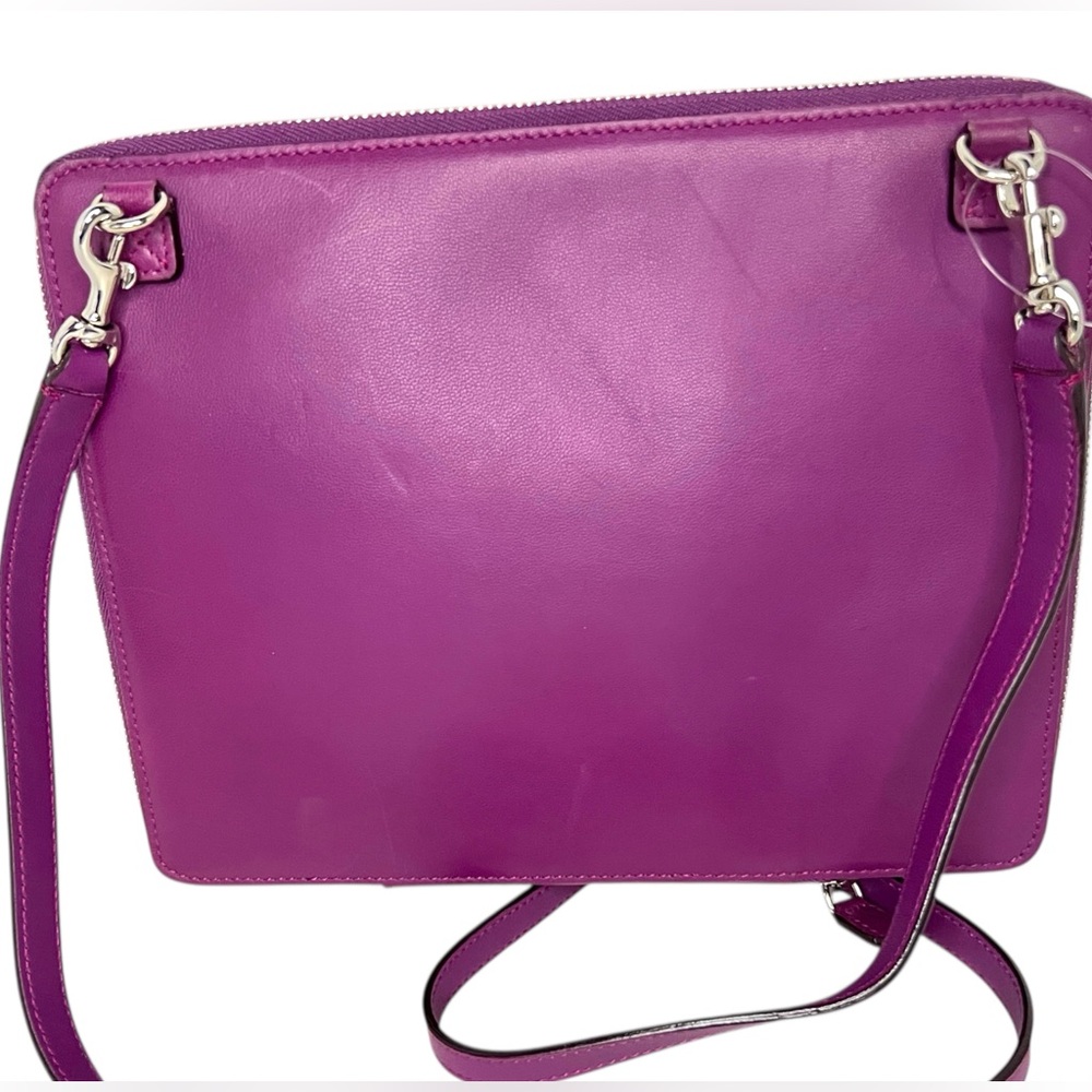 Elena Ghisellini Purple Leather 11" Tablet Case Cross body Padded Bag - Picture 2 of 14